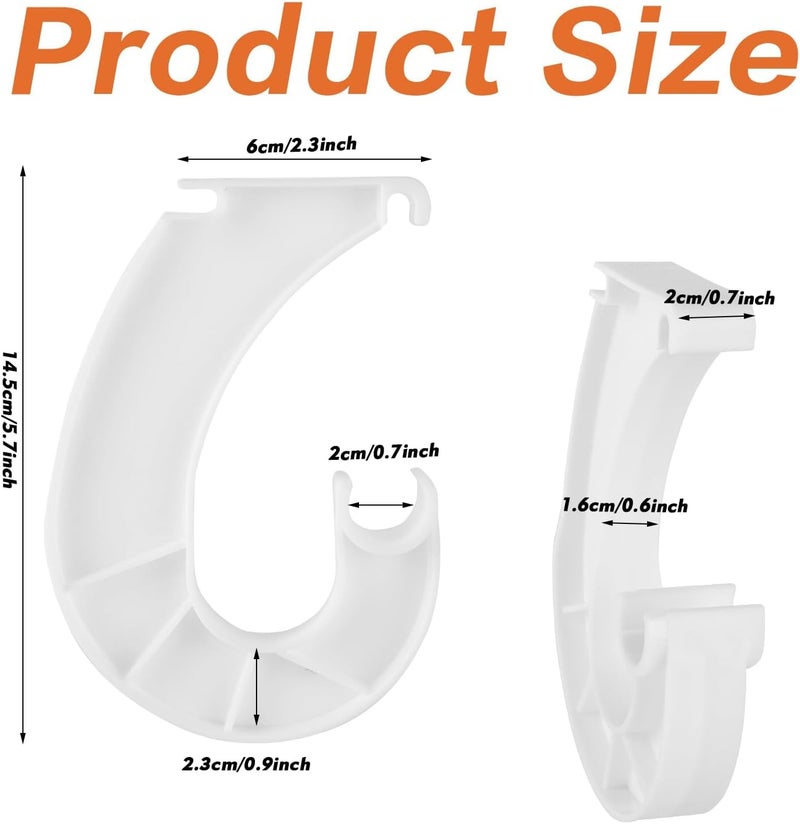 YLOLUL 4Pcs 3/4 Hanging Rod Support White Closet Shelf Rod Holder J-Shaped Closet Brackets for Hanging Clothes Cabinets Storage and Curtain Fixation - Image 2